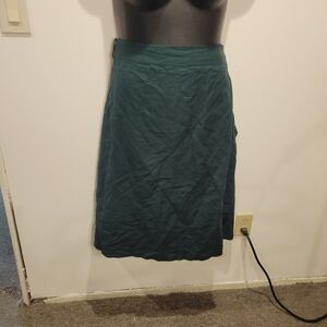 Eloqulii Size 26 Green Linen Blend Wrap Skirt